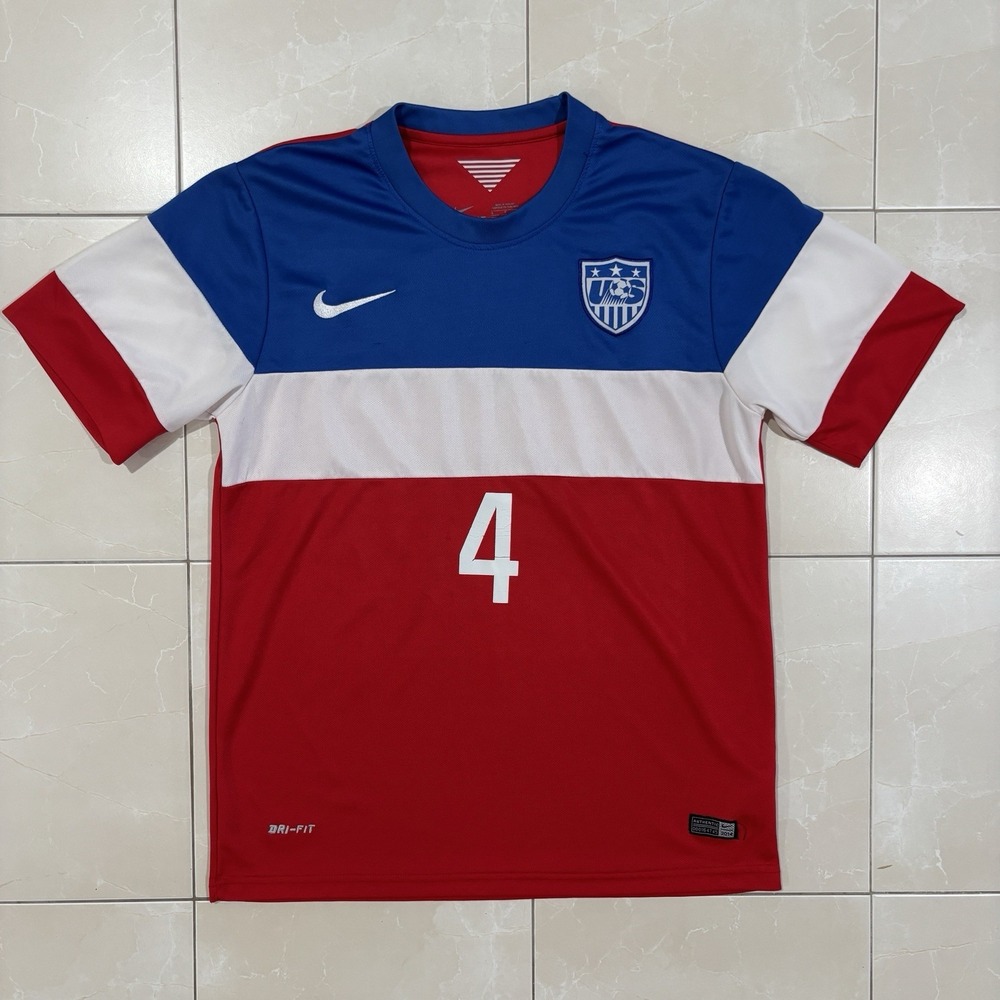 Nike World Cup 2014 USA Soccer Jersey Bradley #4 Red/White/Blue Size S Bomb Pop